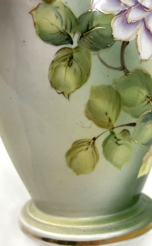 Collectible Tonina Hand Painted Nippon Floral Vase 2 Handles Gold Accent *CRACK* - Image 9