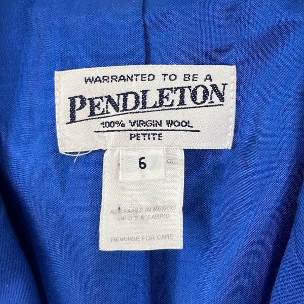 Women's Pendleton Solid Blue 100% Virgin Wool Blazer Pant Suit - Size 6P - Image 2
