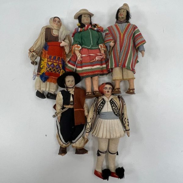 Antique Vintage Collectible Folk Dolls In Traditional Dress Outfits Peru Spain