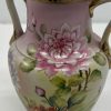 Collectible Tonina Hand Painted Nippon Floral Vase 2 Handles Gold Accent *CRACK* - Image 4