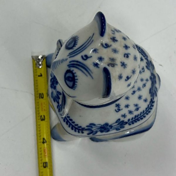 Viana Do Castelo Hand Painted 2pc White & Blue Cat Trinket Dish Portugal - Image 12