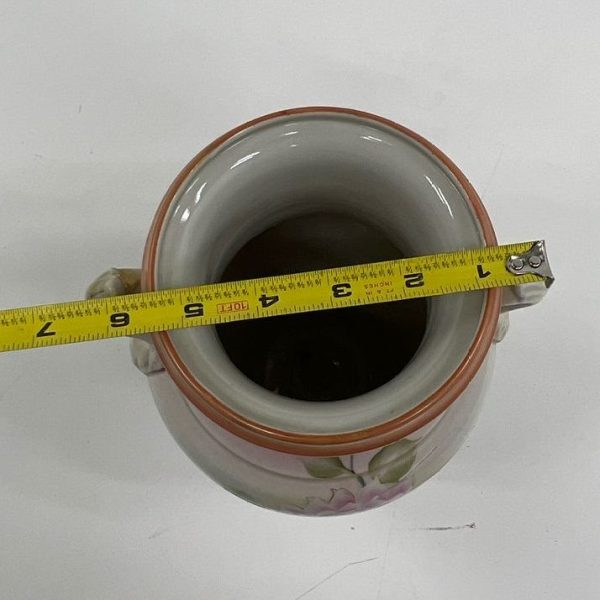 Collectible Tonina Hand Painted Nippon Floral Vase 2 Handles Gold Accent *CRACK* - Image 7
