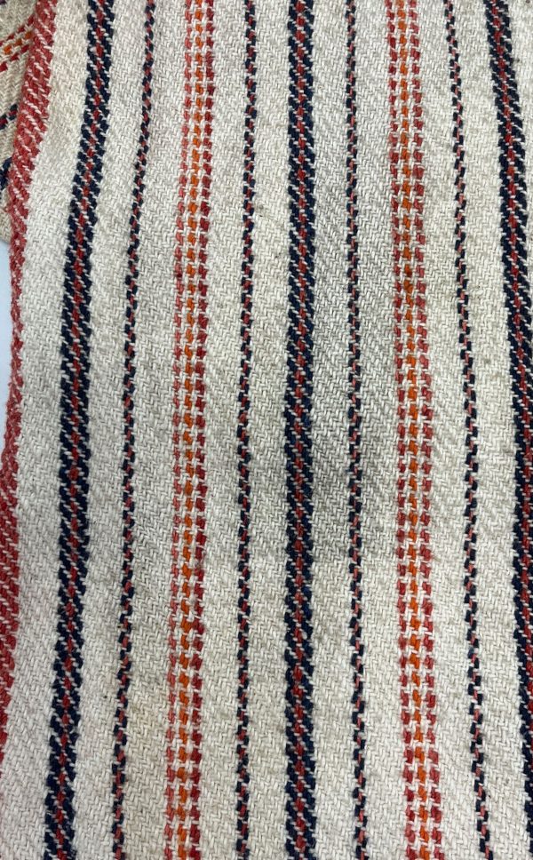 Vintage Men's Cream & Red Striped Woven Pullover Cotton Hoodie - Size Medium - Image 11