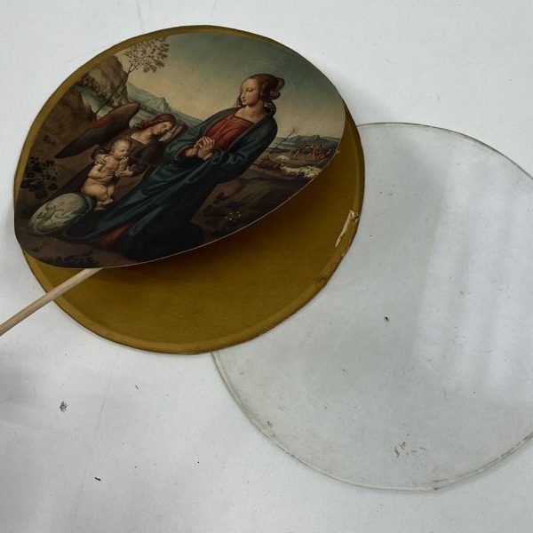 Vintage Print of Madonna & Child with Circular Glass & Paper Mat Provenance - Image 5