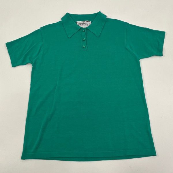 Vintage Women's Pacific Silk Studio Green 70% Silk Blend Polo Shirt - Size Large