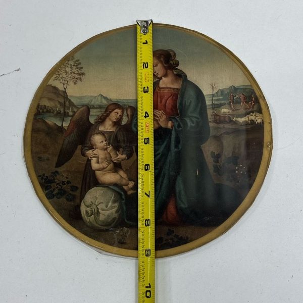 Vintage Print of Madonna & Child with Circular Glass & Paper Mat Provenance - Image 4