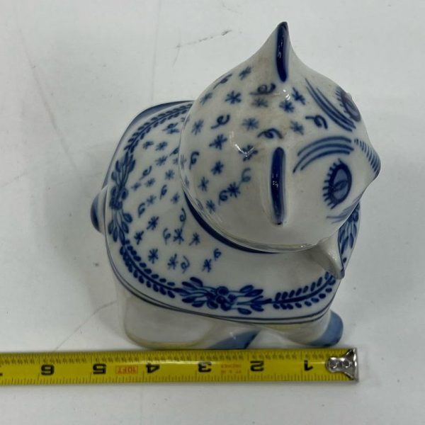 Viana Do Castelo Hand Painted 2pc White & Blue Cat Trinket Dish Portugal - Image 11