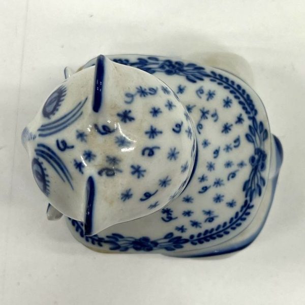 Viana Do Castelo Hand Painted 2pc White & Blue Cat Trinket Dish Portugal - Image 6